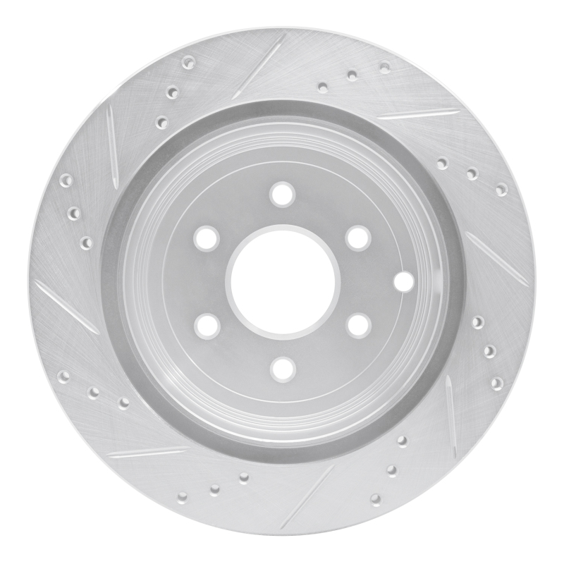 Nissan Pathfinder Brake Rotor (1) - Rear Right - R1 Concepts - Drilled & Slotted - Silver - `05-`12